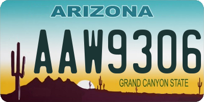 AZ license plate AAW9306