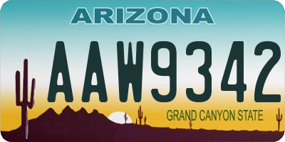 AZ license plate AAW9342