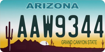 AZ license plate AAW9344
