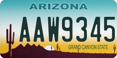 AZ license plate AAW9345