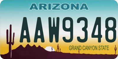 AZ license plate AAW9348