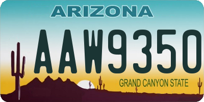 AZ license plate AAW9350