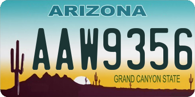AZ license plate AAW9356