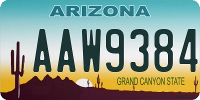 AZ license plate AAW9384