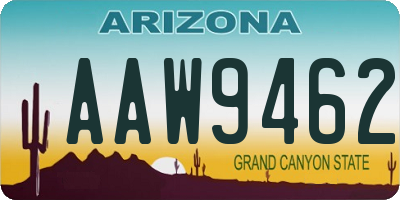 AZ license plate AAW9462
