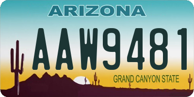 AZ license plate AAW9481