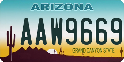 AZ license plate AAW9669