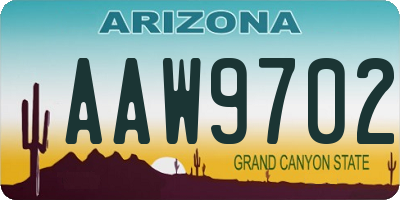 AZ license plate AAW9702