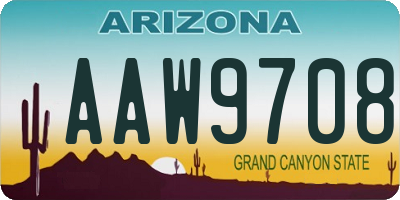 AZ license plate AAW9708