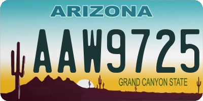 AZ license plate AAW9725