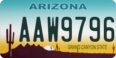 AZ license plate AAW9796