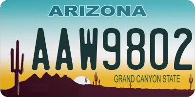AZ license plate AAW9802