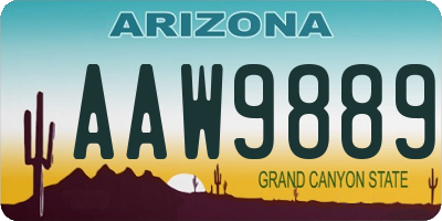 AZ license plate AAW9889