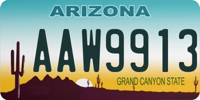 AZ license plate AAW9913