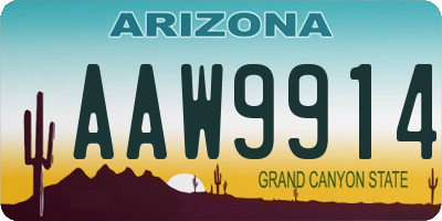 AZ license plate AAW9914