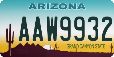 AZ license plate AAW9932