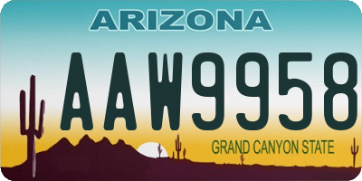 AZ license plate AAW9958