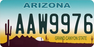 AZ license plate AAW9976