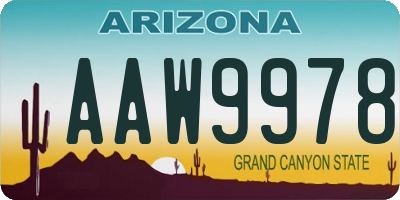AZ license plate AAW9978