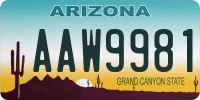 AZ license plate AAW9981