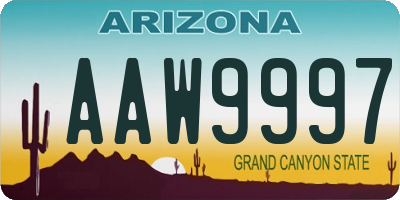 AZ license plate AAW9997