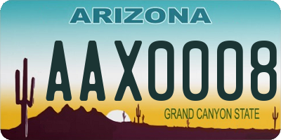AZ license plate AAX0008
