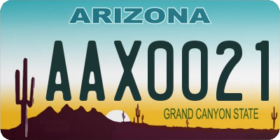 AZ license plate AAX0021