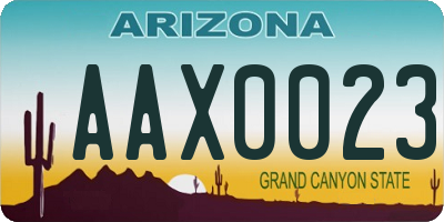 AZ license plate AAX0023