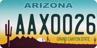 AZ license plate AAX0026