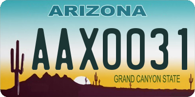 AZ license plate AAX0031