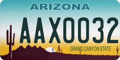 AZ license plate AAX0032