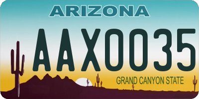 AZ license plate AAX0035