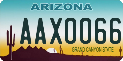 AZ license plate AAX0066