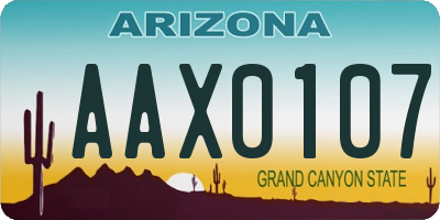 AZ license plate AAX0107