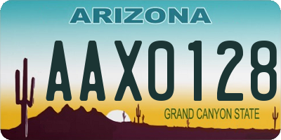 AZ license plate AAX0128