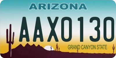 AZ license plate AAX0130