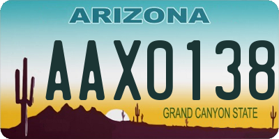 AZ license plate AAX0138