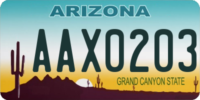 AZ license plate AAX0203
