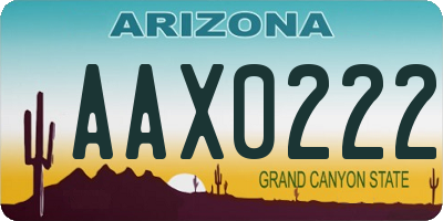AZ license plate AAX0222