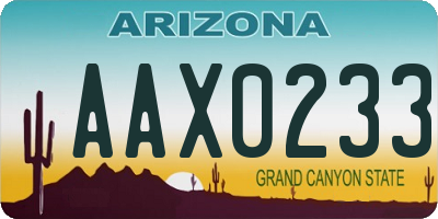 AZ license plate AAX0233