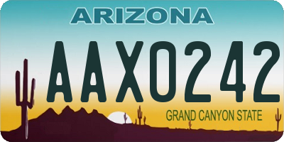 AZ license plate AAX0242