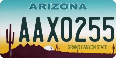 AZ license plate AAX0255