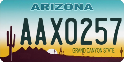 AZ license plate AAX0257