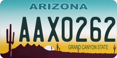 AZ license plate AAX0262