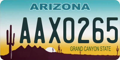 AZ license plate AAX0265