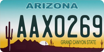 AZ license plate AAX0269