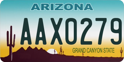 AZ license plate AAX0279