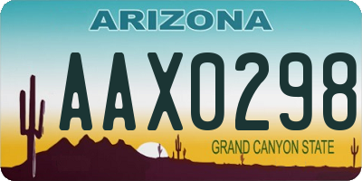 AZ license plate AAX0298