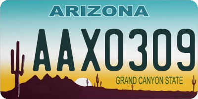 AZ license plate AAX0309