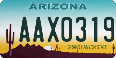 AZ license plate AAX0319